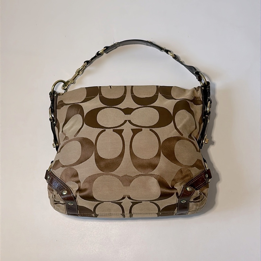 Coach Signature Brown And Tan Monogram Handbag